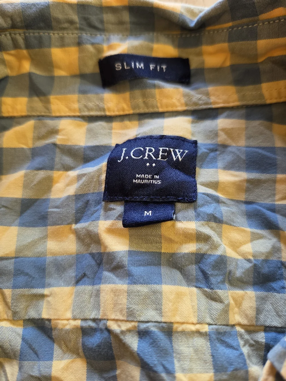 J. Crew Men’s Yellow and Blue Gingham Button-Down Shirt